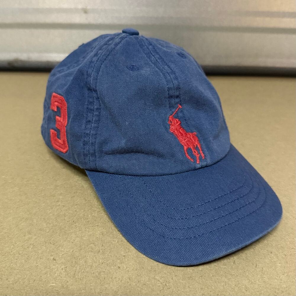 Polo Ralph Lauren Navy Big Pony Strapback Dad Hat Youth 4-7 Kids Unisex